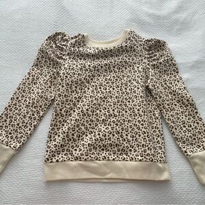 Janie and Jack Leopard Print Sweater - Cream and Brown